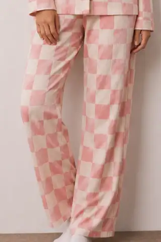 Kadın Düğmeli Kışlık Ev Kırmızı Pijama Takımı - 16