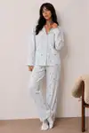 Kadın Düğmeli Kışlık Ev Kırmızı Pijama Takımı - Görsel 19