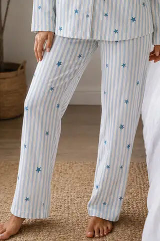 Kadın Örme Gömlek Yaka Kırmızı Pijama Takımı - 16
