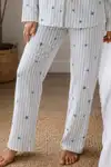 Kadın Örme Gömlek Yaka Kırmızı Pijama Takımı - Görsel 16