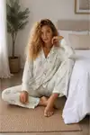 Kadın Örme Gömlek Yaka Kırmızı Pijama Takımı - Görsel 20
