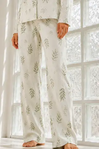 Kadın Regular Bürümcük Çağla Yeşili Pijama Takımı - 4
