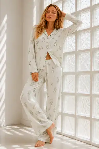 Kadın Regular Bürümcük Çağla Yeşili Pijama Takımı - 5