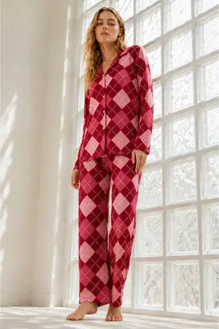 Kadın Regular Bürümcük Çağla Yeşili Pijama Takımı - 7
