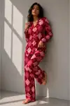 Kadın Uzun Kol Pamuklu Mavi Pijama Takımı - Görsel 17