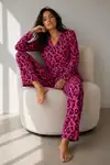 Kadın Uzun Kol Pamuklu Mavi Pijama Takımı - Görsel 20