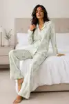 Kadın Uzun Kol Pamuklu Mavi Pijama Takımı - Görsel 8