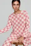 Kadın Çizgili Regular Fit Pembe Pijama Takımı 4691 - Görsel 1