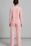 Kadın Çizgili Regular Fit Pembe Pijama Takımı 4691 - Görsel 2