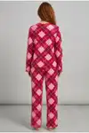 Kadın Çizgili Regular Fit Pembe Pijama Takımı 4691 - Görsel 17
