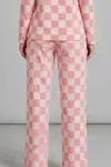 Kadın Çizgili Regular Fit Pembe Pijama Takımı 4691 - Görsel 5