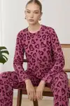 Kadın Çizgili Regular Fit Pembe Pijama Takımı 4691 - Görsel 10