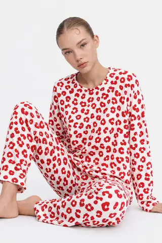 Kadın Comfort Esnek Kırmızı Pijama Takımı 4686
