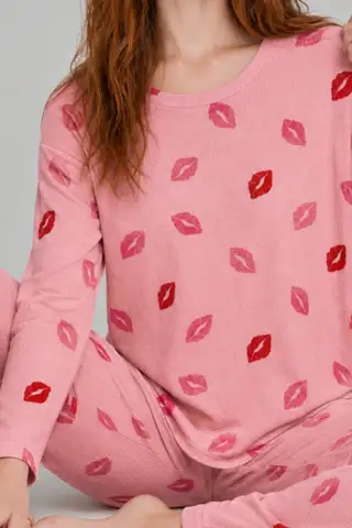Kadın Comfort Esnek Kırmızı Pijama Takımı 4686 - 12