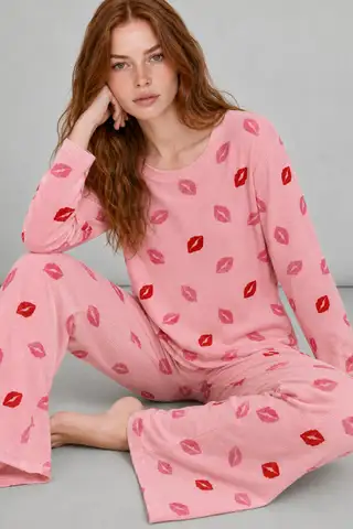 Kadın Comfort Esnek Kırmızı Pijama Takımı 4686 - 7