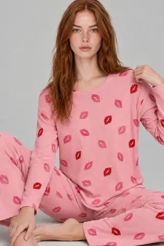 Kadın Comfort Esnek Kırmızı Pijama Takımı 4686 - 10