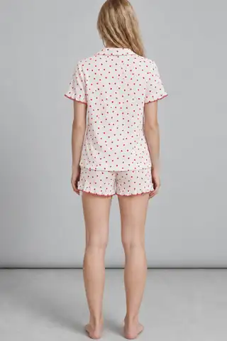 Kadın Şortu Rahat Ekru Pijama Takımı 4747 - 2