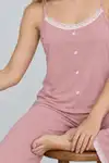 Kadın Dantelli V Yaka Kırmızı Pijama Takımı 4744 - Görsel 11