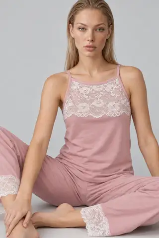 Kadın Dantelli Relaxed Yeşil Pijama Takımı 4745 - 13