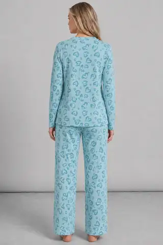 Kadın Uzun Kol Rahat Mavi Pijama Takımı 4761 - 2