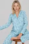 Kadın Uzun Kol Rahat Mavi Pijama Takımı 4761 - Görsel 3