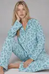 Kadın Uzun Kol Rahat Mavi Pijama Takımı 4761 - Görsel 5