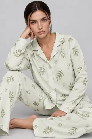 Kadın Uzun Kol Rahat Mavi Pijama Takımı 4761 - 7