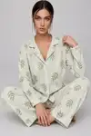 Kadın Uzun Kol Rahat Mavi Pijama Takımı 4761 - Görsel 8