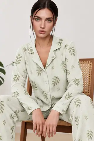 Kadın Uzun Kol Rahat Mavi Pijama Takımı 4761 - 10