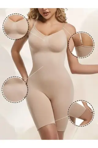 toparlayıcı yüksek bel tam boy body 9050 Bej - 1