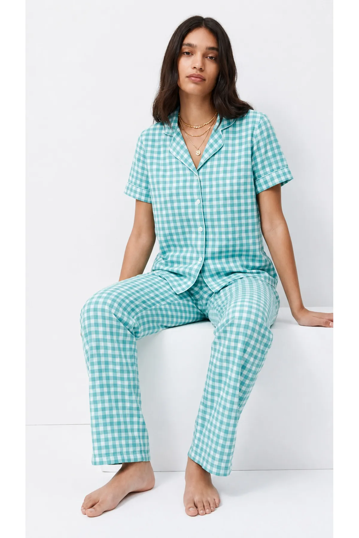 Standart Boy Elastanlı Su Yeşili Pijama Takımı