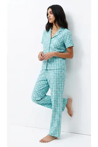 Standart Boy Elastanlı Su Yeşili Pijama Takımı - 6