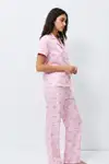 Standart Boy Elastanlı Pembe Pijama Takımı - Görsel 1