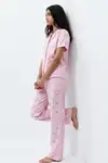Standart Boy Elastanlı Pembe Pijama Takımı - Görsel 3