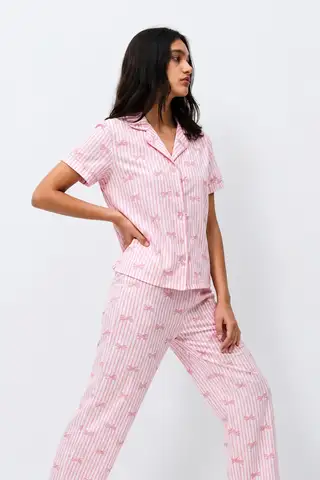 Standart Boy Elastanlı Pembe Pijama Takımı - 4