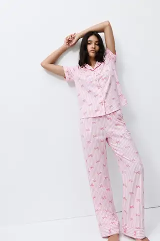 Standart Boy Elastanlı Pembe Pijama Takımı - 5