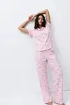 Standart Boy Elastanlı Pembe Pijama Takımı - Görsel 5