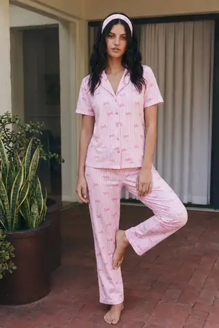 Viskon Karışım Homewear Pembe Pijama Takımı - 5