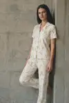 V Yaka Düğmeli Casual Çok Renkli Pijama Takımı - Görsel 5