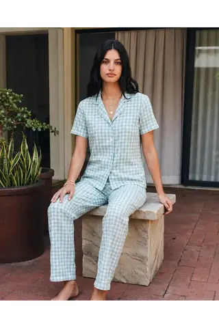 Viskon Karışım Homewear Su Yeşili Pijama Takımı - 3