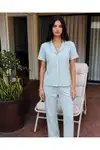 Viskon Karışım Homewear Su Yeşili Pijama Takımı - Görsel 4