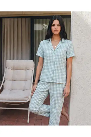 Viskon Karışım Homewear Su Yeşili Pijama Takımı - 5
