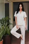 Viskon Karışım Homewear Kar Beyaz Pijama Takımı - Görsel 5