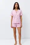Kadın Desenli Trend Pembe Pijama Takımı - Görsel 1