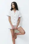 Kadın Desenli Trend Beyaz Pijama Takımı - Görsel 4