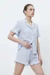 Kadın Premium Fırfırlı Mavi Pijama Takımı - Görsel 5