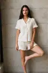 Kadın V Yaka Comfort Fit Çok Renkli Pijama Takımı - Görsel 2