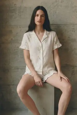 Kadın V Yaka Comfort Fit Çok Renkli Pijama Takımı - 6