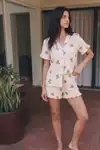 Kadın Esnek Şortlu Bol Kar Beyaz Pijama Takımı - Görsel 5