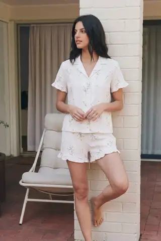 Kadın Esnek Şortlu Bol Çok Renkli Pijama Takımı - 4